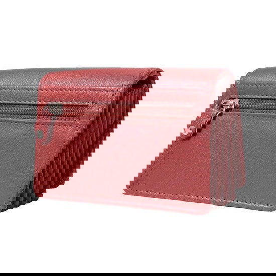 Donkerrode dames portemonnee leer met klepje voor kleingeld portemonnee dames - Arrigo.nl