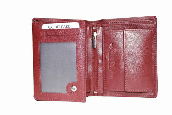 Donkerrode euro portemonnee leer compact leren portemonnee donkerrood - Arrigo.nl