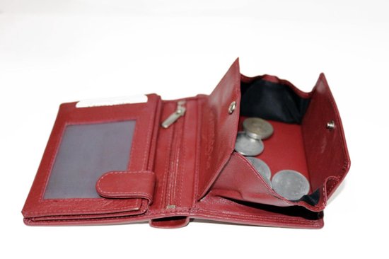 Donkerrode euro portemonnee leer compact leren portemonnee donkerrood - Arrigo.nl