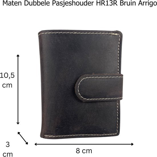Dubbele creditcard houder pasjeshouder uitschuifbaar donkerbruin rfid muntgeld ritsvak - Arrigo.nl