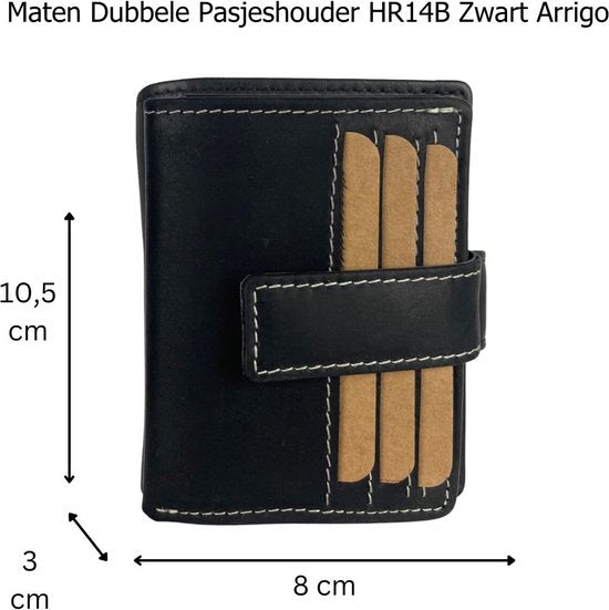 Dubbele creditcard houder pasjeshouder uitschuifbaar zwart rfid pasjeshouder - Arrigo.nl