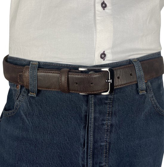 Echt leren riem bruin heren en dames riem donkerbruin 3 - Arrigo Leather Goods