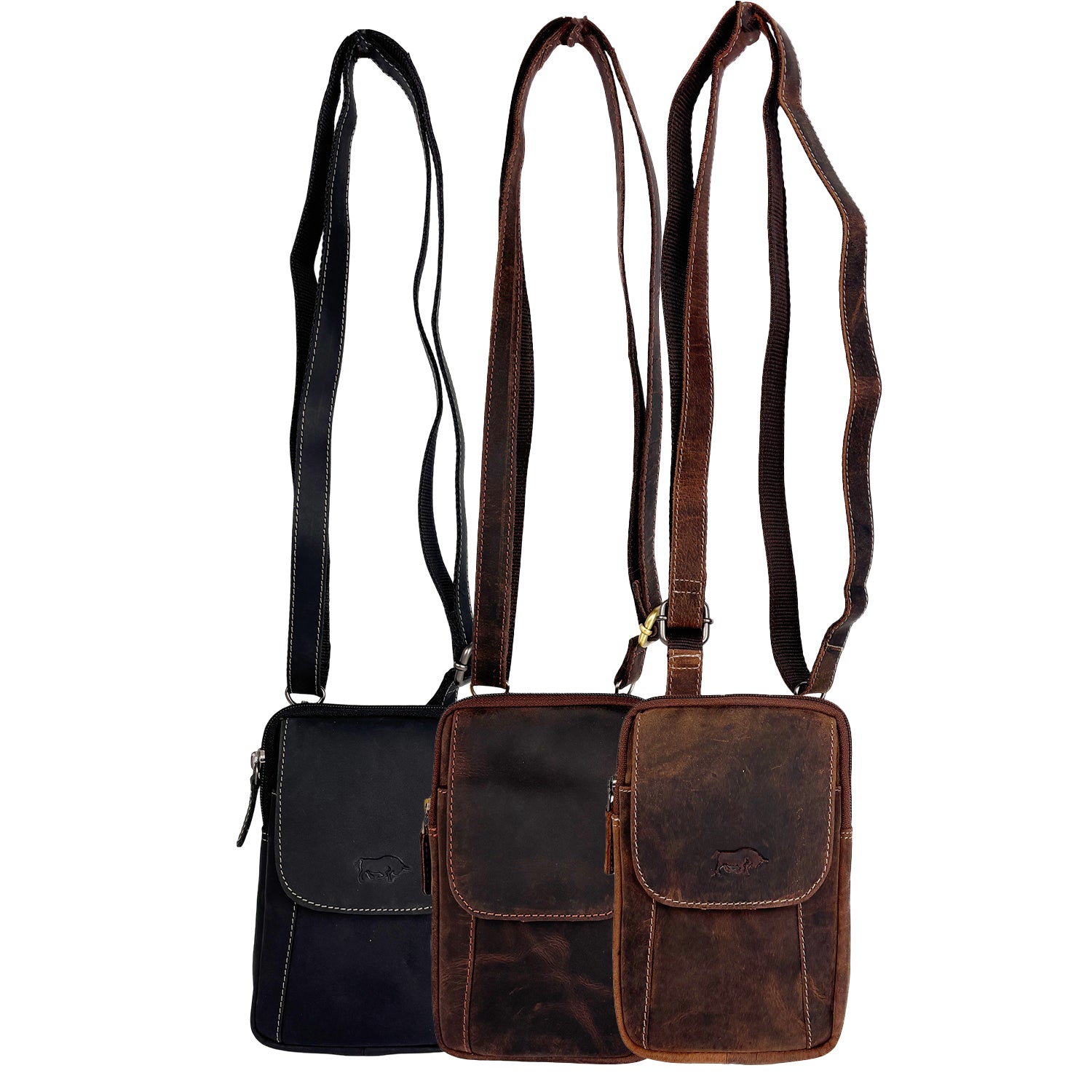 Donkerbruin buffelleer telefoontasje