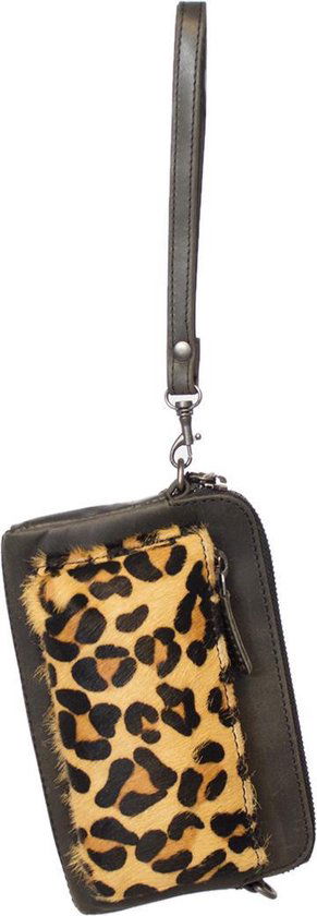 Festivaltasje uitgangstasje wandeltasje vakantietasje met dierenprint en zwart leer - Arrigo Leather Goods