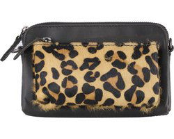 Festivaltasje uitgangstasje wandeltasje vakantietasje met dierenprint en zwart leer - Arrigo Leather Goods