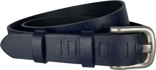 Geperforeerde riem blauw leer 3 cm breed 115 cm - Arrigo Leather Goods