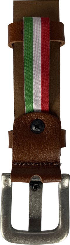 Geperforeerde riem cognac leer  3 cm breed 125 cm - Arrigo Leather Goods
