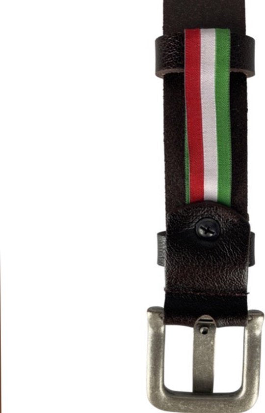 Geperforeerde riem donkerbruin leer 3 cm breed 110 cm - Arrigo Leather Goods