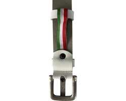 Geperforeerde riem wit leer 3 cm breed 110 cm - Arrigo Leather Goods