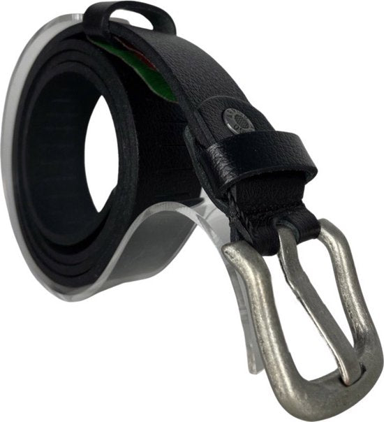 Geperforeerde riem zwart leer 3 cm breed 110 cm - Arrigo Leather Goods