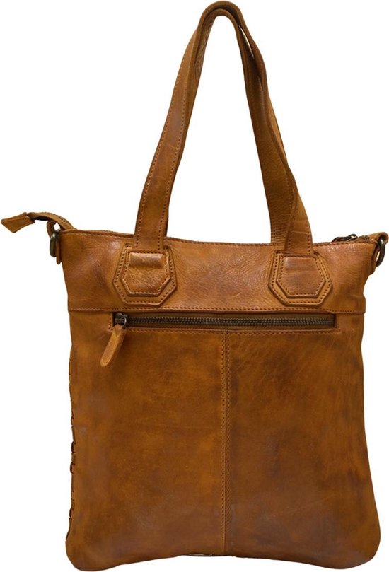 Gewassen tas cognac leer met een kort en lang hengsel - Arrigo.nl