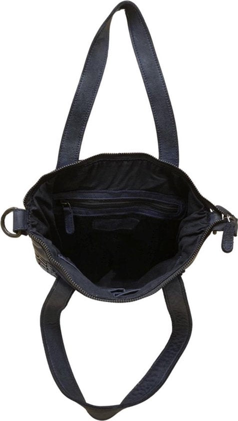Gewassen tas donkerblauw leer met een kort en lang hengsel - Arrigo Leather Goods