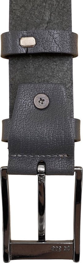 Grijs leren riem van 3 5 cm breed met kroko - Arrigo Leather Goods