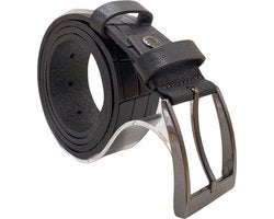 Grijs leren riem van 3 5 cm breed met kroko - Arrigo Leather Goods