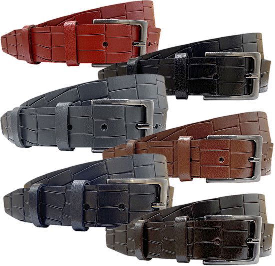 Grijze Leren Riem 3 cm breed met kroko print - Arrigo.nl