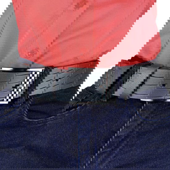 Grijze Leren Riem met Kroko Print - 4 cm Breed - Arrigo.nl