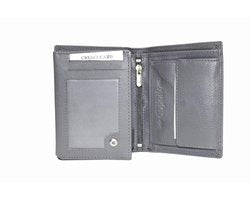 Grijze euro portemonnee leer compact leren portemonnee grijs - Arrigo Leather Goods