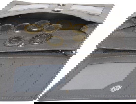 Grijze leren damesportemonnee met RFID-bescherming in harmonica-model - Arrigo.nl