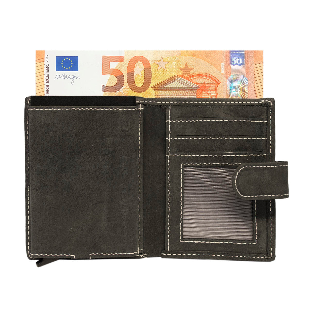 Donkerbruine Mini Wallet RFID – Leren Portemonnee van Buffelleer