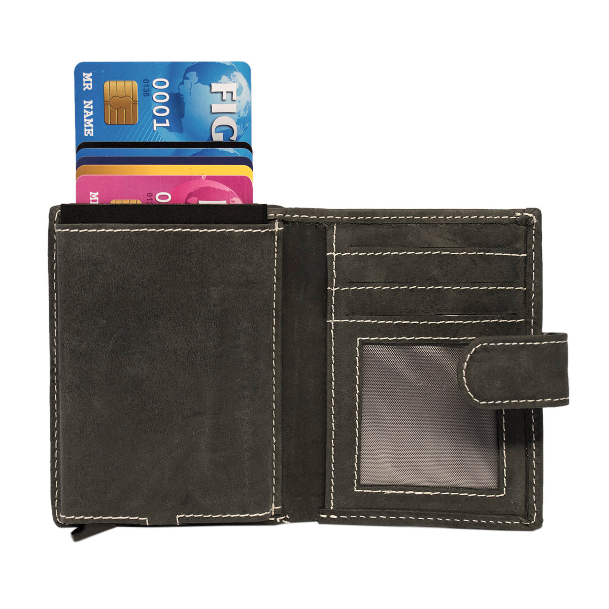 Donkerbruine Mini Wallet RFID – Leren Portemonnee van Buffelleer