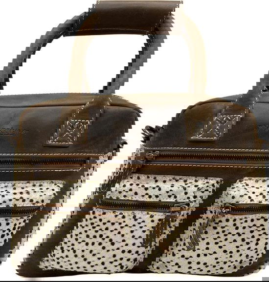Handtas cheetah cognac crossbody dames tas cowboybag schoudertas leer lichtbruin - Arrigo Leather Goods