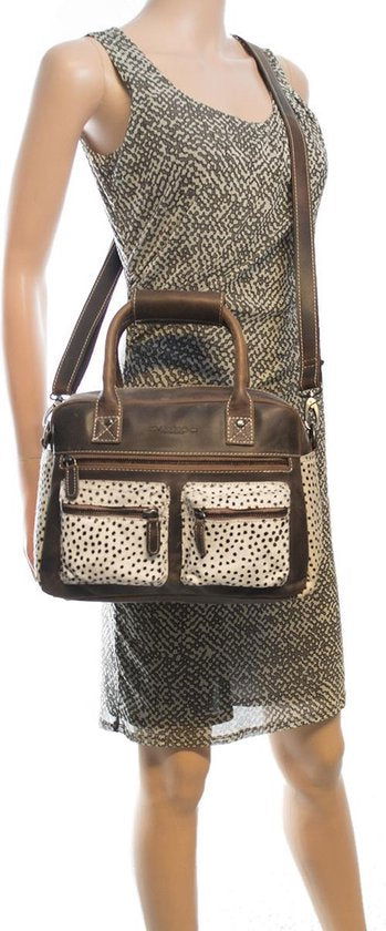 Handtas cheetah cognac crossbody dames tas cowboybag schoudertas leer lichtbruin - Arrigo Leather Goods