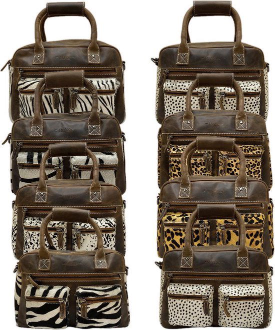Handtas cheetah cognac crossbody dames tas cowboybag schoudertas leer lichtbruin - Arrigo Leather Goods