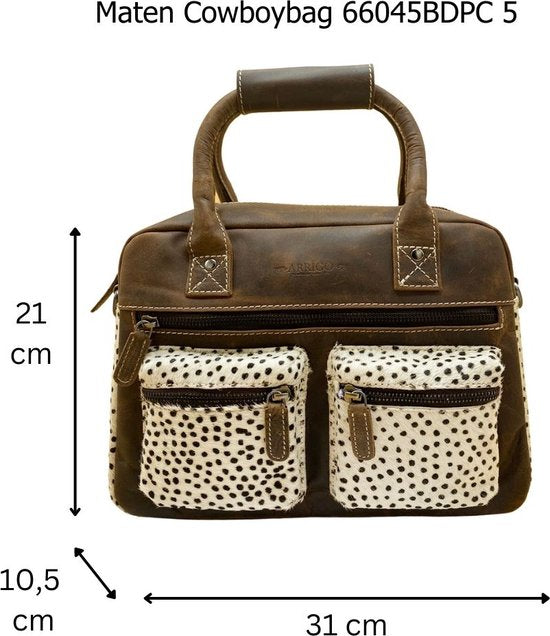 Handtas cheetah cognac crossbody dames tas cowboybag schoudertas leer lichtbruin - Arrigo Leather Goods