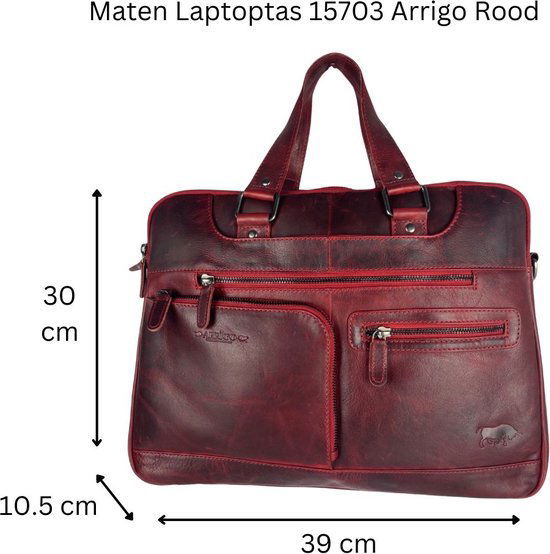Handtassen dames laptoptas rood echt leer werktas dames aktetas crossbody - Arrigo.nl