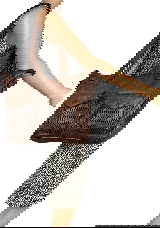 Handtassen dames schoudertas grote tas gewassen leer donkerbruin - Arrigo.nl