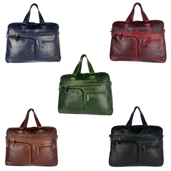 Handtassen heren handtassen dames crossbody blauw leer laptoptas schoudertas aktetas - Arrigo.nl