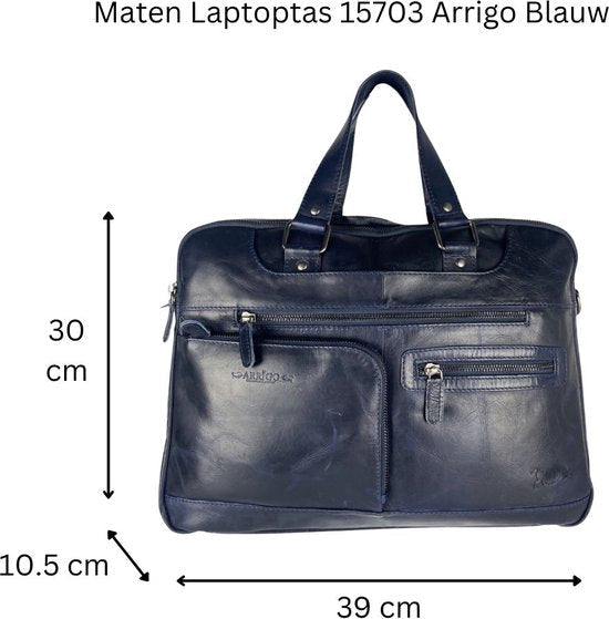 Handtassen heren handtassen dames crossbody blauw leer laptoptas schoudertas aktetas - Arrigo.nl