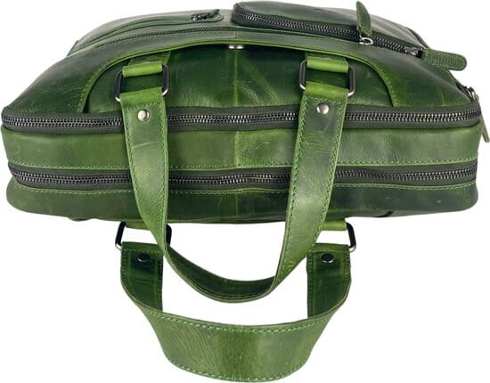 Handtassen schoudertas groen echt leer werktas dames werktas heren crossbody - Arrigo.nl