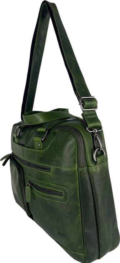 Handtassen schoudertas groen echt leer werktas dames werktas heren crossbody - Arrigo.nl