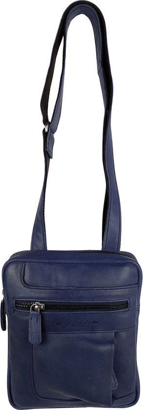 Heren/Dames Schoudertas - Donkerblauw Rundleer met Verstelbare Schouderriem Crossbody Tas - Arrigo.nl