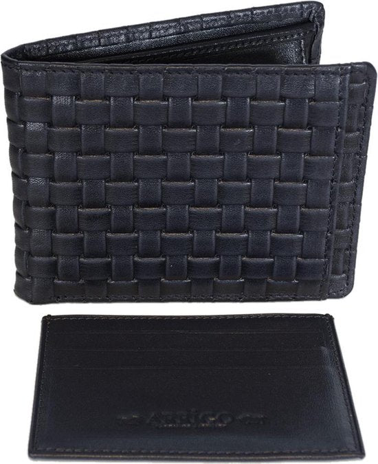 Heren Portemonnee - Donkerblauw Echt Leer met Losse Pasjeshouder - Arrigo.nl