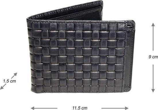 Heren Portemonnee - Donkerblauw Echt Leer met Losse Pasjeshouder - Arrigo.nl