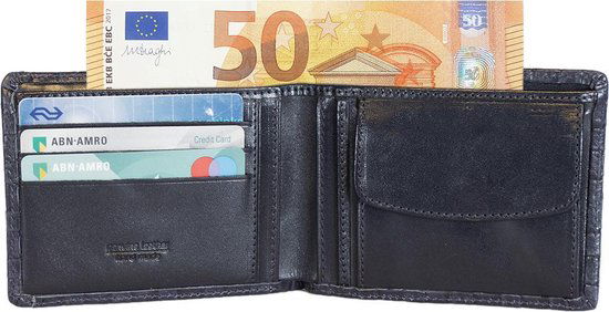 Heren Portemonnee - Donkerblauw Echt Leer met Losse Pasjeshouder - Arrigo.nl