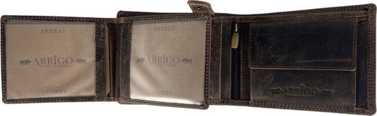 Heren Portemonnee - Donkerbruin Echt Leer met RFID Bescherming en Anti-Skim Functie - Arrigo.nl