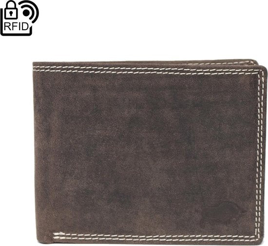 Heren Portemonnee - Donkerbruin Echt Leer met RFID Bescherming en Anti-Skim Functie - Arrigo.nl