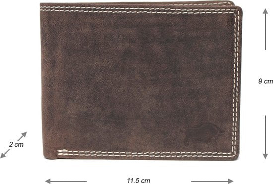 Heren Portemonnee - Donkerbruin Echt Leer met RFID Bescherming en Anti-Skim Functie - Arrigo.nl