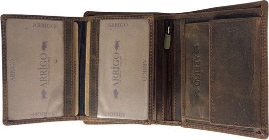 Heren portemonnee cognac echt leer rfid anti skim - Arrigo.nl
