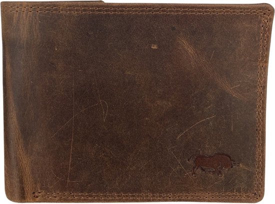 Heren portemonnee cognac portemonnee heren lichtbruin anti skim billfold - Arrigo Leather Goods