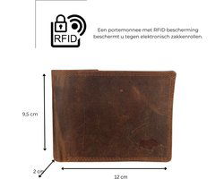Heren portemonnee cognac portemonnee heren lichtbruin anti skim billfold - Arrigo Leather Goods
