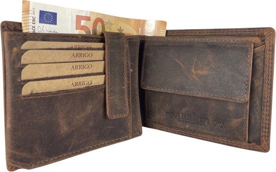 Heren portemonnee cognac rfid anti skim - Arrigo.nl