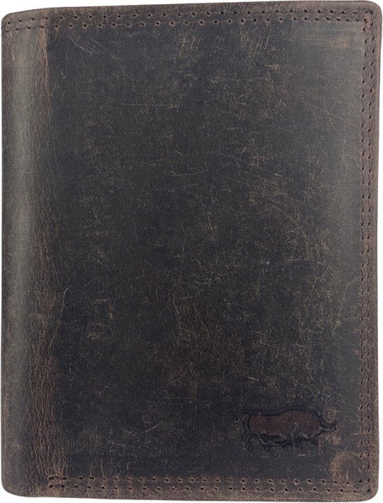 Heren portemonnee donkerbruin billfold RFID anti-skim echt leer - Arrigo.nl