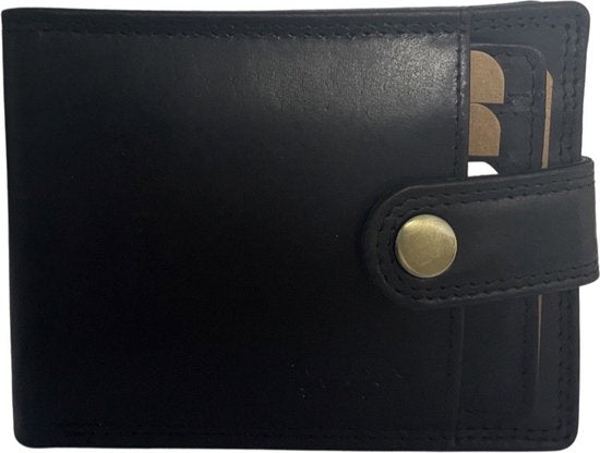 Heren portemonnee zwart echt leer rfid anti skim - Arrigo Leather Goods