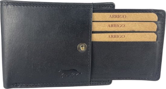 Heren portemonnee zwart echt leer rfid anti skim - Arrigo Leather Goods
