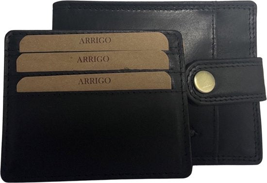 Heren portemonnee zwart echt leer rfid anti skim - Arrigo Leather Goods