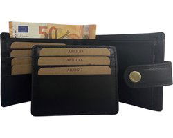Heren portemonnee zwart echt leer rfid anti skim - Arrigo Leather Goods